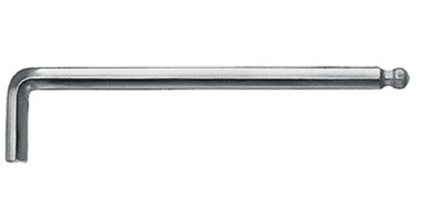 Winkelschraubendreher komplett SW 4 mm mit 6-kt.Kugelkopf vernickelt (lange Ausführung) 140 x 25