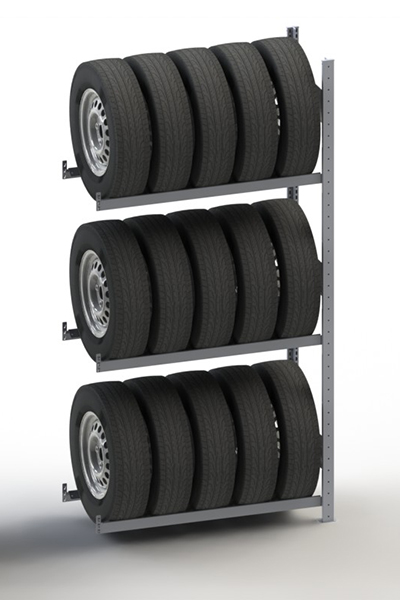 S3 CLIP Reifenregal AR 2000 x 1000 x 400 kpl. vzk mit 6 Reifen-Längsriegeln ( 3 Reifenebenen )